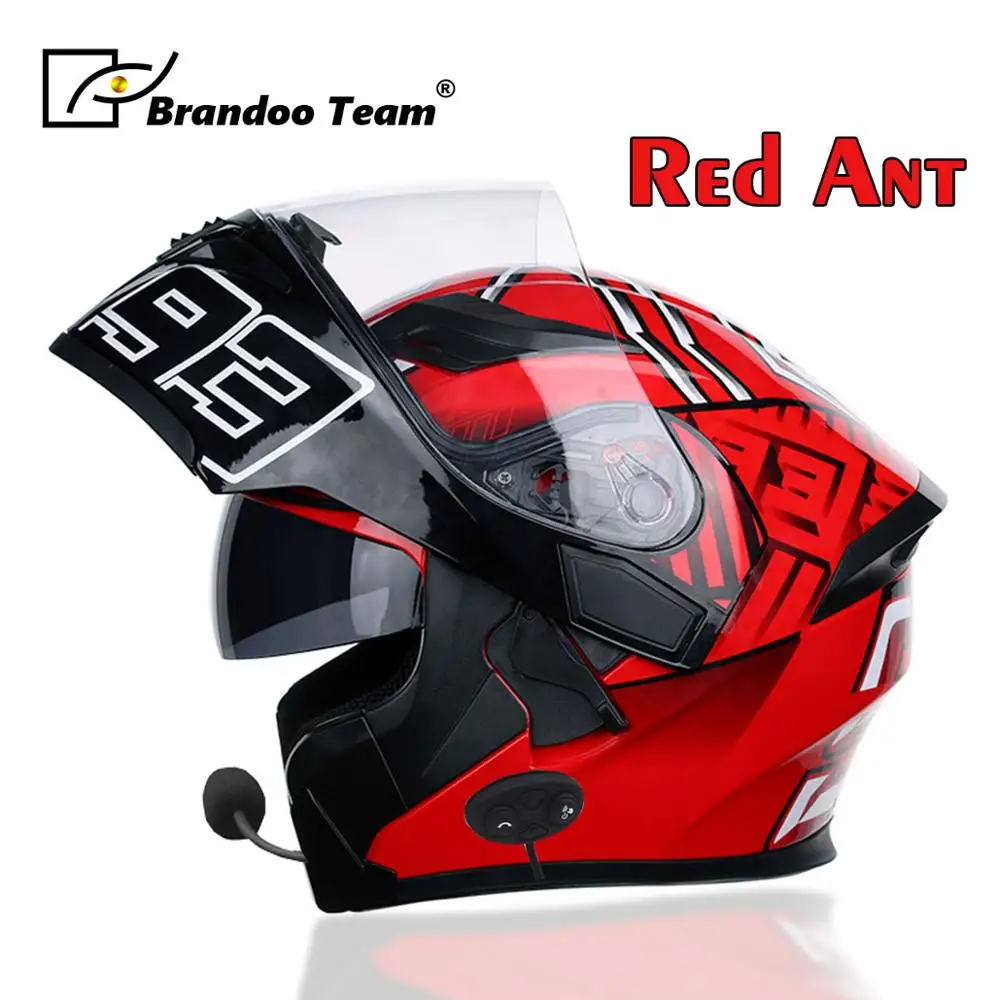 

flip up motorcycle helmet double lens full face helmet Racing motorbike helmet with intercom bluetooth headset