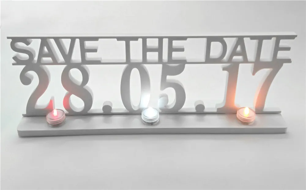 

12x45cm LED Luminous Artificial wood wooden white letter "SEMPRE" of birthday party bridal gift used for home wedding decoration