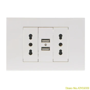 

2019 High quality 16A WallDouble Italian/Chile Plug Power Socket Adapter Dual USB Ports Panel 5V 1A