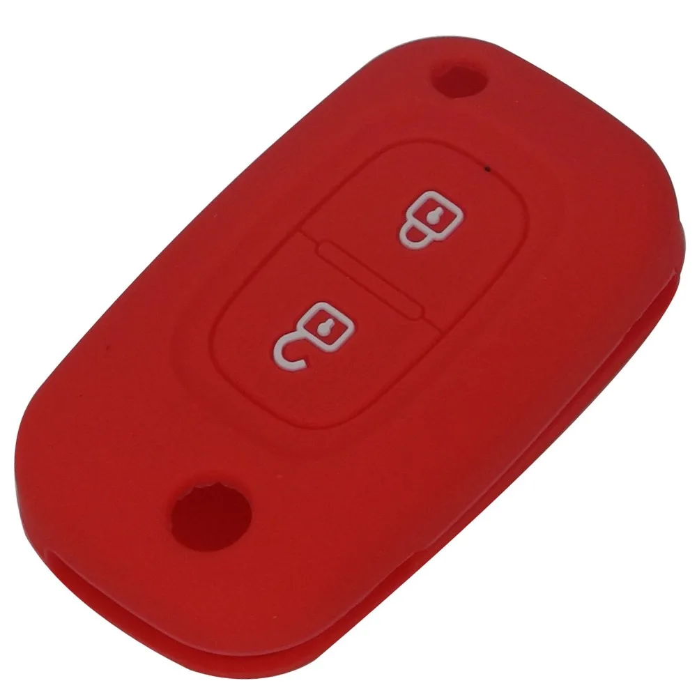 Jingyuqin силиконовый флип-чехол для ключа автомобиля для Renault Modus Clio Megane Kangoo для Lada 2 кнопки Авто складной пульт дистанционного ключа крышка