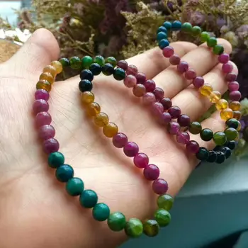 

FREE SHIPPING Natural Crystal Beads Bracelet Colorful Tourmaline 6.5-6mm AAA 3ows