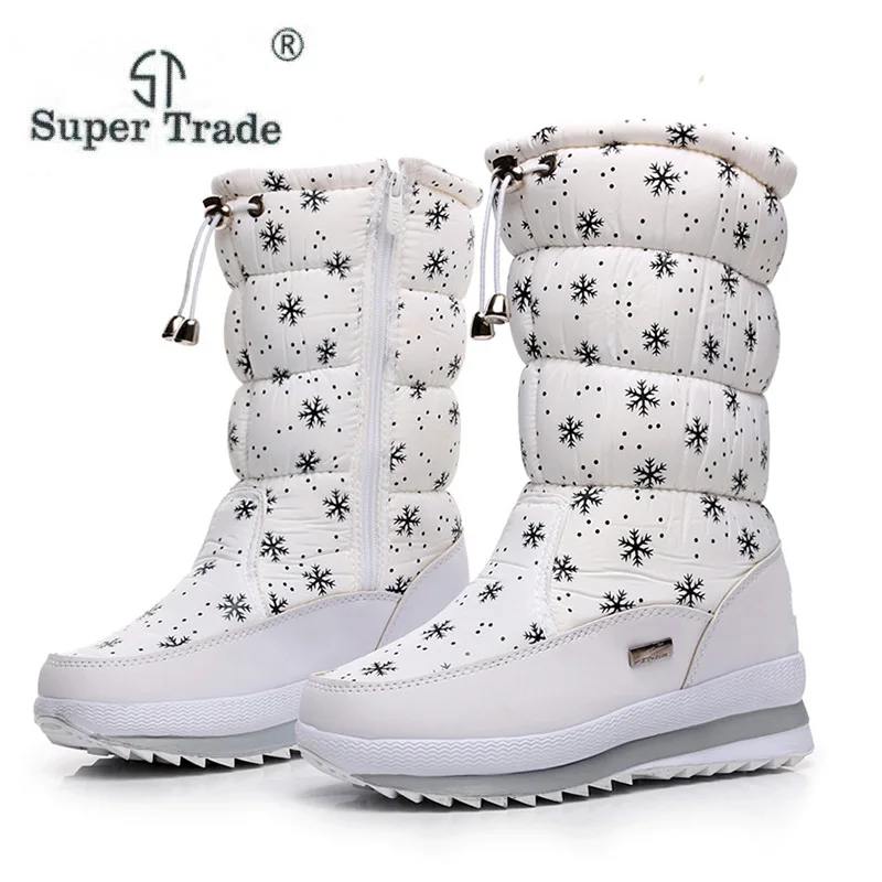 

ST SUPER TRADE Winter Boots Women Ladies Thicken Waterproof Shoes Cotton Woman Non-Slip Snow Boots Flat Platform Boot