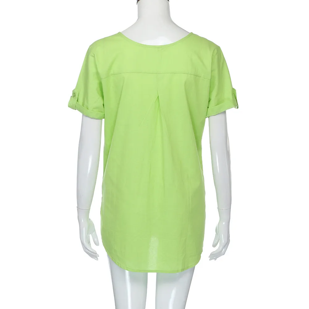 Las mujeres Tops Casual de verano de manga corta Camisa de algodón de verano de lino blusa Tops Ropa de Mujer # F Las mujeres Tops Casual de verano de manga corta Camisa de algodón de verano de lino blusa Tops Ropa de Mujer # F