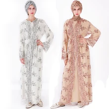 Sequin abaya кимоно турецкий хиджаб мусульманское платье халат Дубай Кафтан Абая для женщин Кафтан Турция Исламская одежда Djelaba Femme