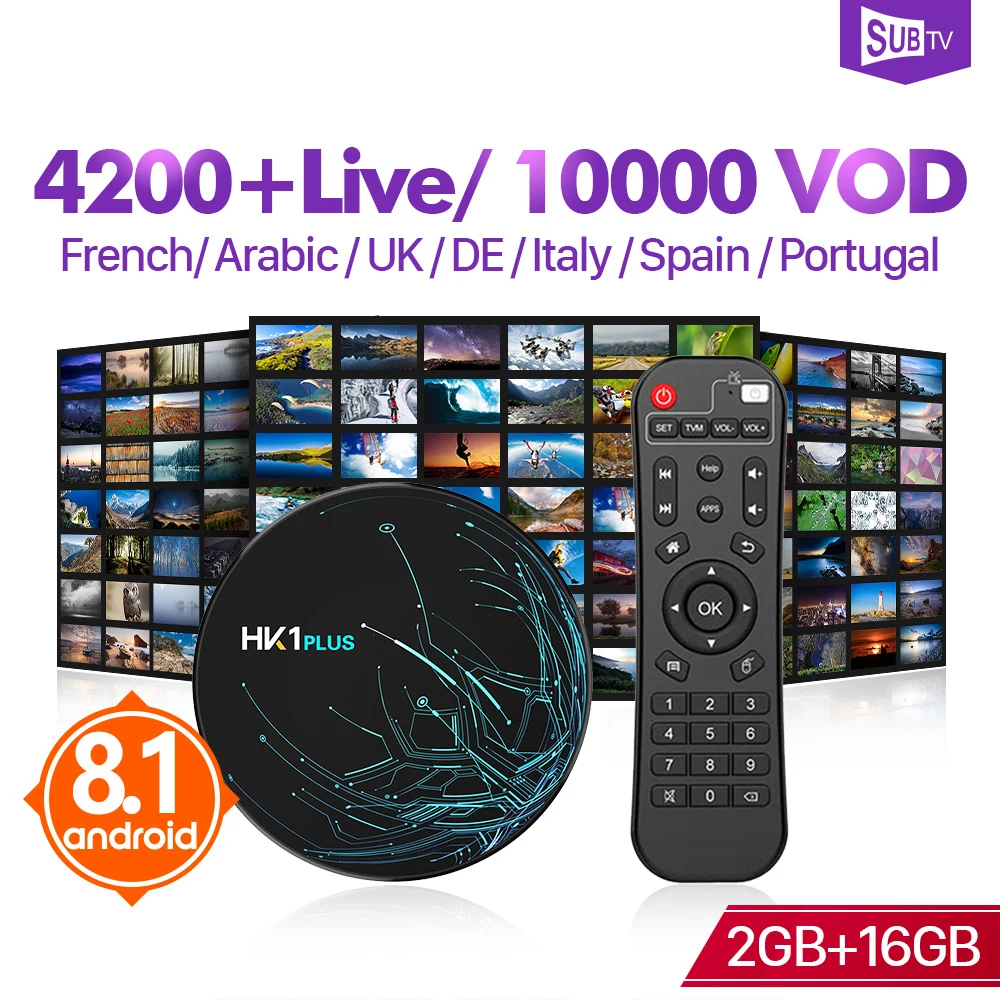 

Full HD IPTV France Box SUBTV Code 1 Year HK1 Plus Android 8.1 Tv Box IPTV Arabic French Italy Belgium Turkish UK Portugal IP TV
