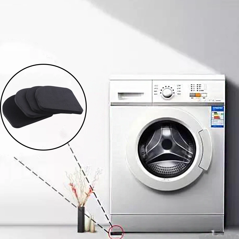 4PCS/Lot Black Multifunctional Anti Vibration Mat For Washing Machine Anti-Vibration Noise Shock Pads Bathroom Accessories