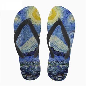 

Customized Painting Art Men Flip Flops Comfort Man's Casual Shoes Home Beach Slippers 3D Starry Night Print Flip-Flops Plus Boy