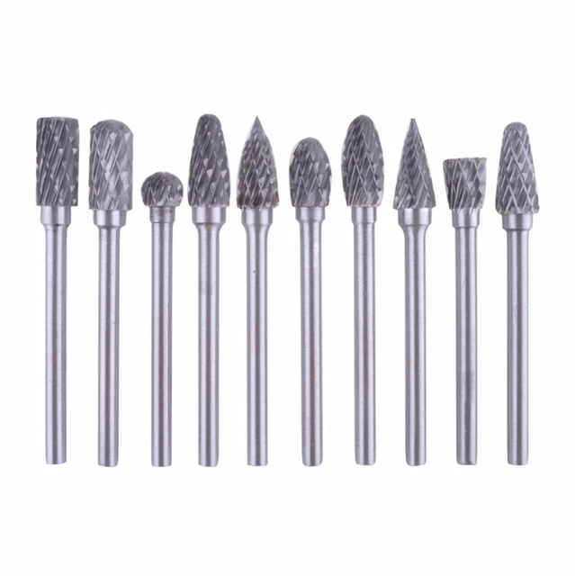 10pcs 1/8" 3mm Tungsten Carbide Drill Bits Rotary Burrs Woodworking Metal Polish Milling Cutters For Dremel Bit - Bit - AliExpress