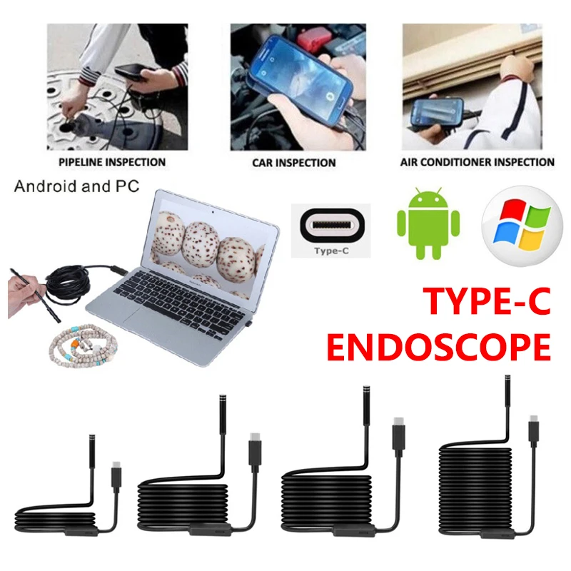 

8mm Hard Cable Android Type-c USB Endoscope Camera Inspection TypeC Camera PC Android for Phone Endoscope Pipe Camera Endoscope