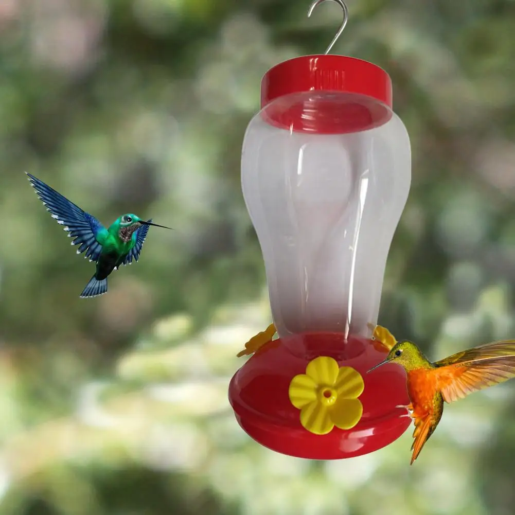 Plastics Bird Water Feeder Bottle Hanging Hummingbird Feeder Garden Outdoor Plastic Flower Iron Hook Bird Feeder Quick Delivery