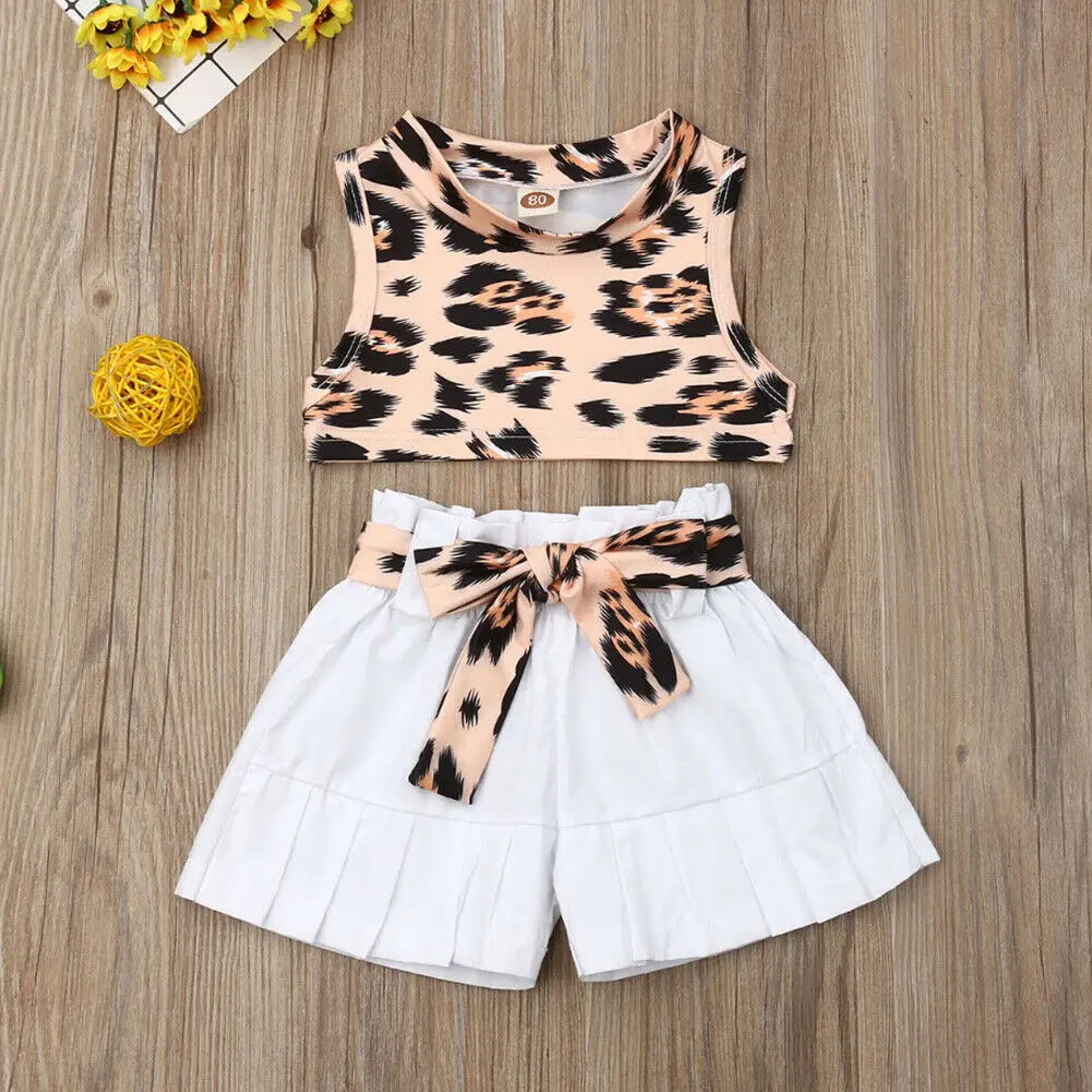 

Kid Girls Clothing Sets Summer New Style Brand Baby Girls Clothes Sleeveless Crop Tops + Shorts Pant 2Pcs Children Clothes Suits