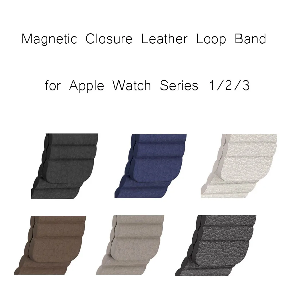 

7 Colors Magnetic Closure Bracelet Watchband for Apple Watch Series 1 2 3 Genuine Leather Loop Band Strap 42mm 38mm Wristband