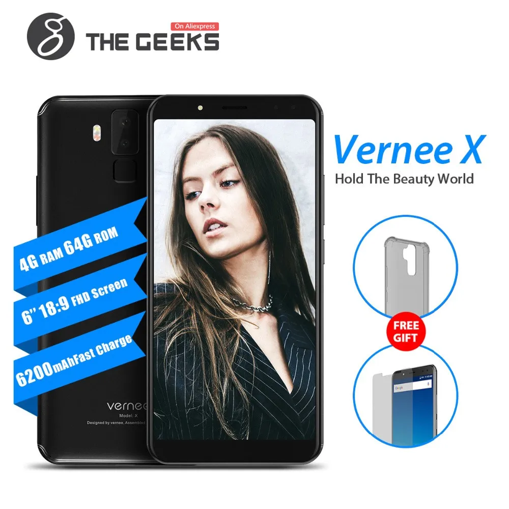 

Vernee X 6.0 Inch 18:9 FHD Full Screen Smartphone 4G LTE Face ID 4GB RAM 64GB ROM MTK6763 Octa Core 16.0 MP 6200mAh Mobile Phone