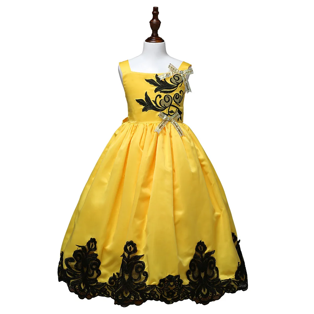 

New Children's Condole Belt Dress Embroidered Dress Strapless Lace Girls Dresses for Party and Wedding Princess Costume