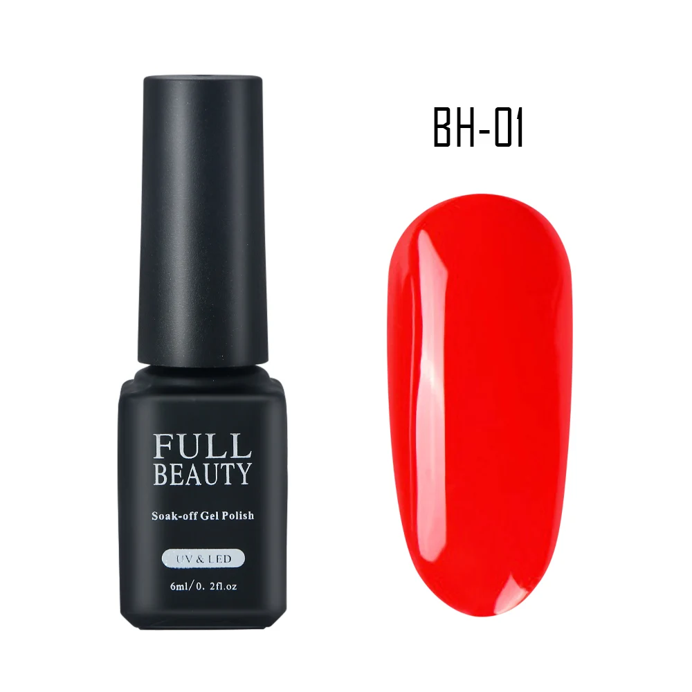 Gel Varnish 6ML UV Gel Nail Polish Soak off Red Black Colorful Primer Lacquer Manicure Base Top Coat Semi Permanent SA981 - Color: BH-01