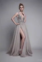 2016 neue Design Abendkleid Tüll V-ausschnitt Luxus Sleeveless Lange Kleider Cocktail Party Veatidos De Festa MY1011-32