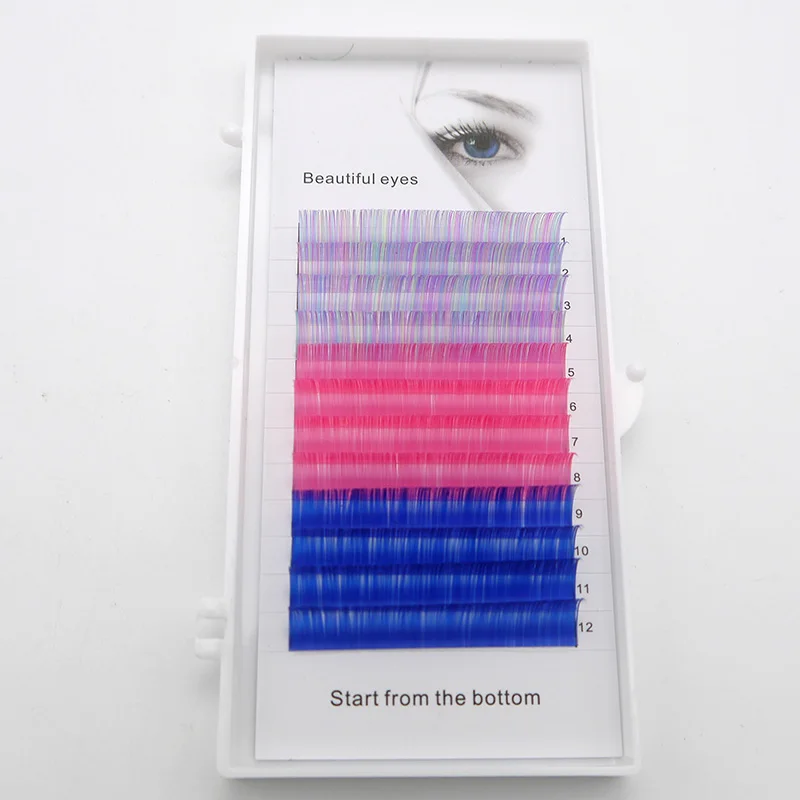 

C/D curl 0.07/0.1mm 8-15mm false lashes Rainbow color eyelash individual colored lashes Faux eyelash extensions