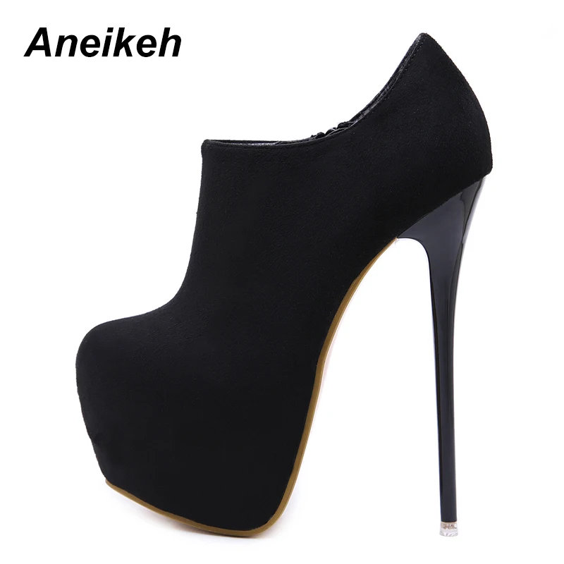 

Aneikeh Spring/Autumn Platform Ultra High Heels Woman Ankle Boots Round Toe Thin Heels Boots Elegant Pumps Shoes Zapatos Mujer