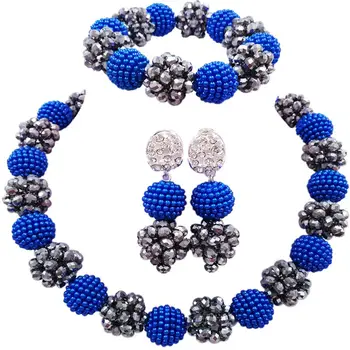

Strong National Flavor Royal Blue Silver Plated African Wedding Jewellery Sets for Women 1C-SJZZ-27