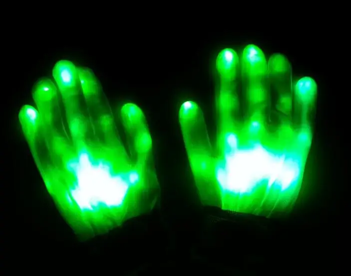 Одна пара = 2 шт. перчатки со светодиодами, меняющие цвет светящиеся мигающие перчатки со скелетом YH1149