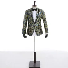 Европейский и американский суд стиль Золотой печати прилив мужской костюм куртка бархат Тонкий вышитые небольшой костюм куртка