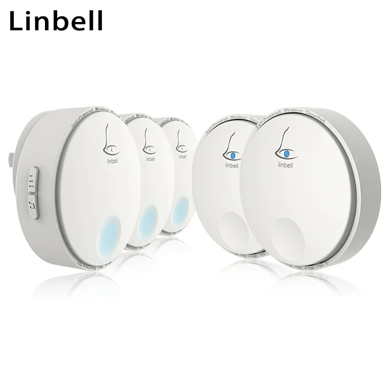 Linbell G2 kinetic wireless doorbells home no battery door ring 38 ring tones 2 transmitters 3 Receivers with EU/US/UK plug