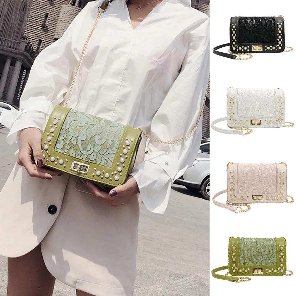

2018 Fashion Women Pearl Leather Crossbody Bag Coin Phone Shoulder Bag New hot sale girl wild Ladies' small square bag