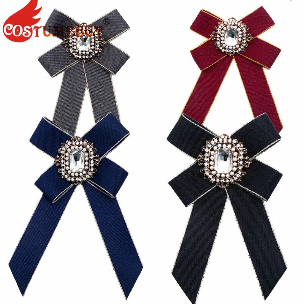 

CostumeBuy Bowknot Solid Ribbon Bow Tie Pocket Party Dress Fringe Crystal Bow Ties Women Men Bowtie L920