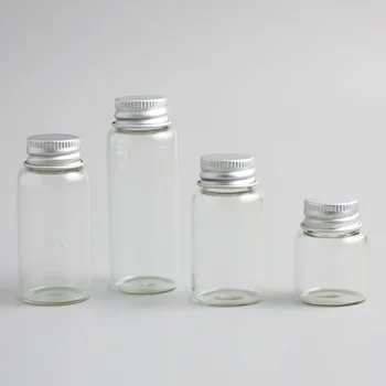 

50 x 8ml 15ml 20ml 30ml Clear Glass Bottle With Screw Cap Orifice Reducer with Cap Essential Oil Sample Vial Makeup Accessories