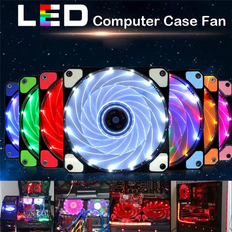 

Rainbow Lights LED Fan Colorful RGB Adjustable Colour Fan 120mm LED PC Computer Cooling Cooler Silent Case Fan Controller