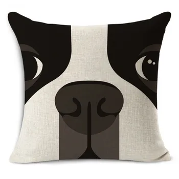 

NEW boston terrier home decorative throw pillows almofadas car bed cushion 45x45cm cute french bulldog pillowcase cotton linen
