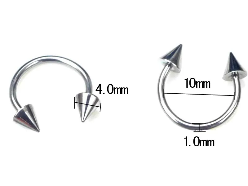 AOMU 8 шт./компл. 16G 18G Титан анодированный Сталь Спайк Подкова Нос Кольца для пирсинга перегородки губ серьги на Козелок, ювелирное изделие для тела - Окраска металла: 4mm ball C