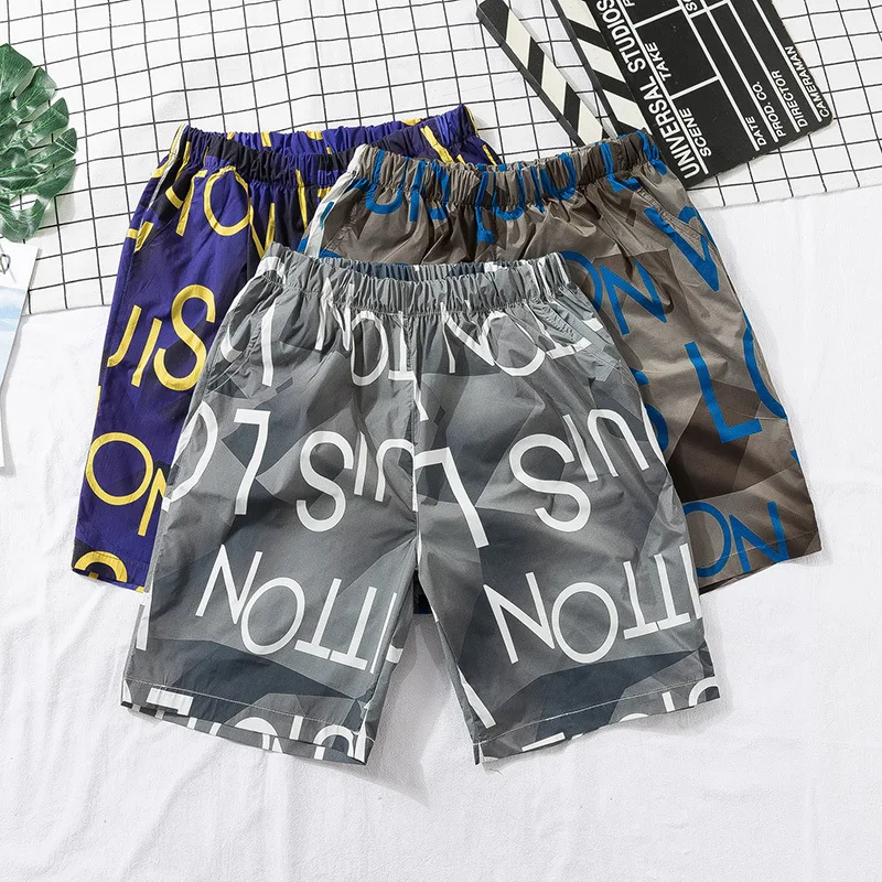 

GEJIAN Summer Thin Shorts Men's Printing Five Pants Loose Plus Size Beach Pants Surfing swiming shorts men Casual Shorts