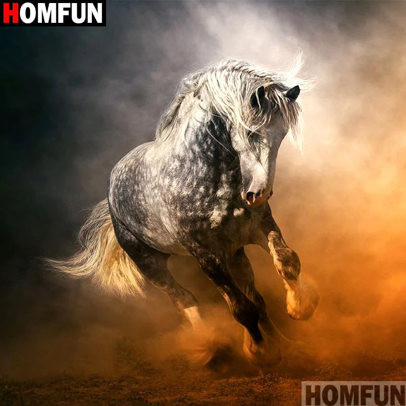 Алмазная живопись HOMFUN Лошадь картина с полными квадратными/круглыми стразами 5D