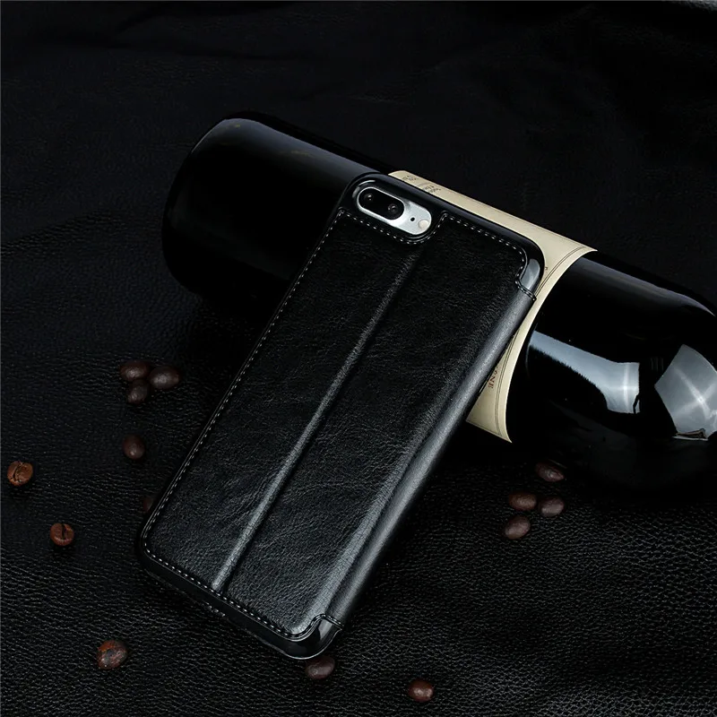 Luxury Flip Cover Leather Case for iPhone 5 5s SE 6 6s Plus 7 Plus 8 Phone Case Shockproof Window Back Cover for iPhone 8 Case