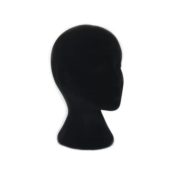 

New Black Foam Female Model Head 1PC Female Styrofoam Foam Flocking Head Model Wig Glasses Display Stand Feb18#30
