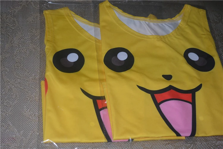2019 Harajuku Sexy Girls Cosplay Costume Pikachu Crop Tops Shirt Print tank tops Colorful sleeveless Tee Vest