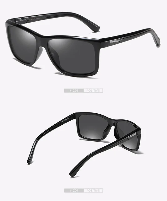 PARANOID Винтаж TR90, солнцезащитные очки, поляризационные, Для мужчин, солнцезащитные очки для мужчин квадратный оттенки черный UV400 Oculos мужские 8 цветов модель 8652 - Цвет линз: 1