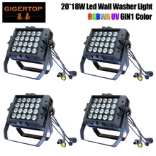 4 шт./партия 20x18 Вт RGBWA+ UV 6в1 светодиодные прожекторы для стен, УФ+ светодиодная подсветка RGBWA для мытья стен, водонепроницаемый, высокое качество, светодиодный сценический свет, тяжелый вес