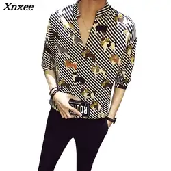 Camisa Цветочные Masculina с принтом собаки рубашки мужские Стенд Collor Blusa Masculina цветочный 2018 Летняя мода пуловер мужские Костюмы