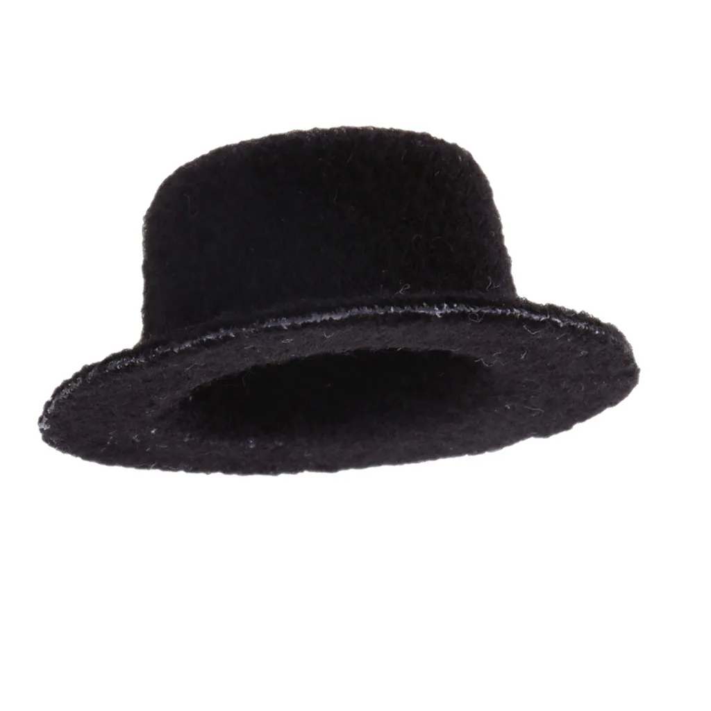 1:12 Scale Doll House Miniature Black Bowler Hat Cap Home Wall Accessories