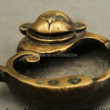 Благоприятный лаки Китайский Чистая Бронзовый Знак JiXiang Обезьяна Глава Статуя Пепельница