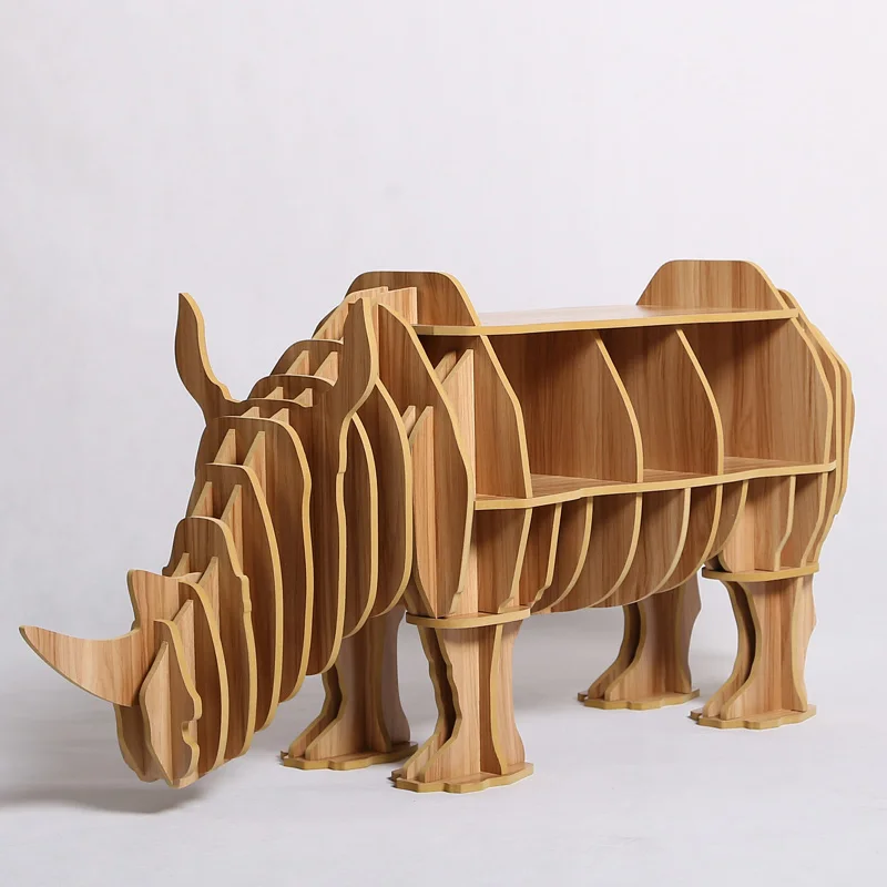 High-end Creative Wood Rhino Coffee Table Wood Desk Furniture Brand New TM003M