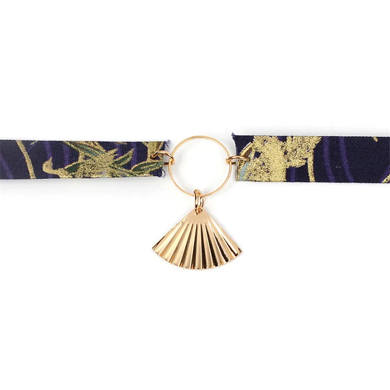 DoreenBeads модное ожерелье-чокер Лаванда японский стиль ткань кран ретро круг кисточка ключица Женская цепочка ожерелье, 1 шт