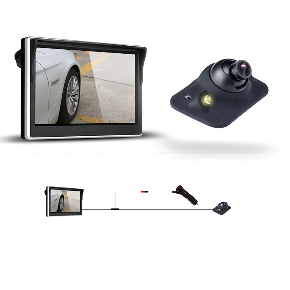 

5 Inch Car Monitor TFT LCD HD Screen Parking Rear View Monitor + 360 degree Front Rear View Backup Camera DY349