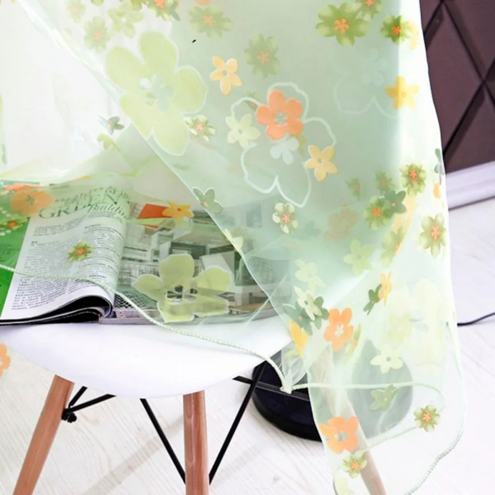 

Curtain Factory Price! Floral Print Sheer Curtain Panel Window Balcony Tulle Room Divider Scarf Curtain