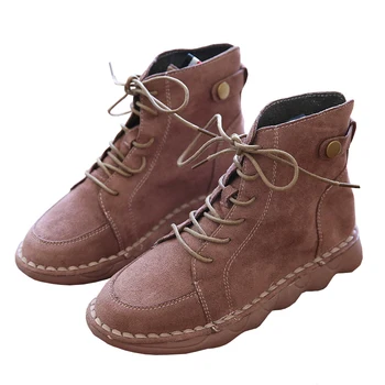 

Korean high-top Flat Booties Handmade Retro Harajuku Was Thin Martin Boots Nice Original Soft Bottom Single Boots Women Boots