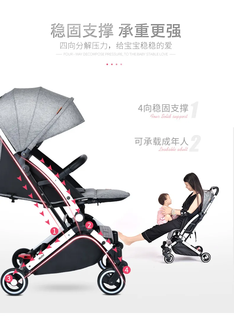 Немецкая детская коляска, легкая тележка с портативным зонтиком для детей, детская коляска для путешествий