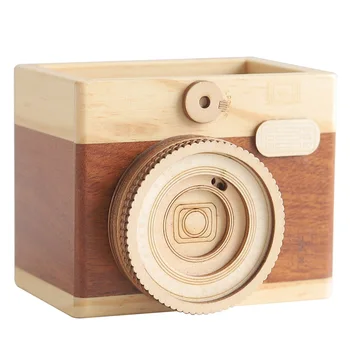 

Nordic Simple Wooden Camera Ornament Storage Boxes Creative Multifunction Office Item Cosmetic Storage Home Storage Organization