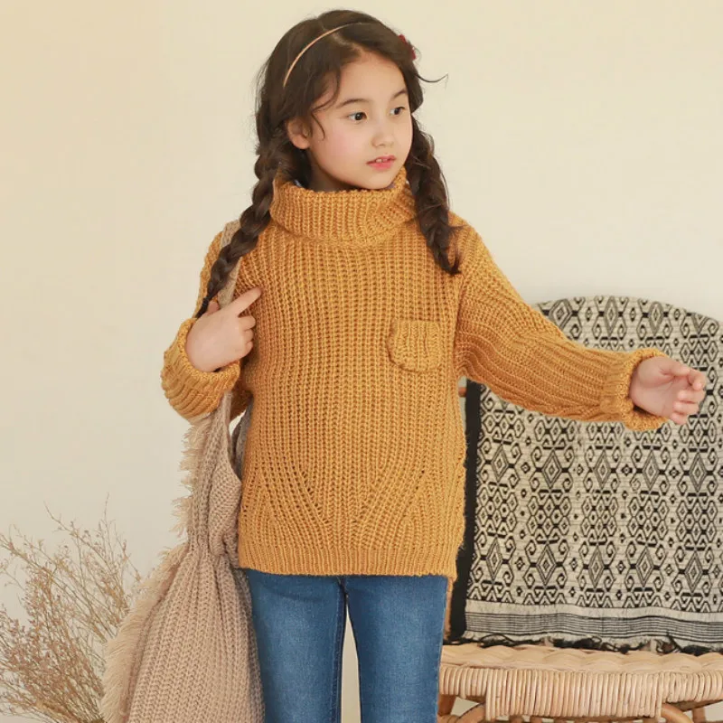 

New 2017 Girls Baby Turtleneck Sweaters Kids Casual Sweaters Children Winter Coat Toddlker Basic Sweater,3-14Y,#2325